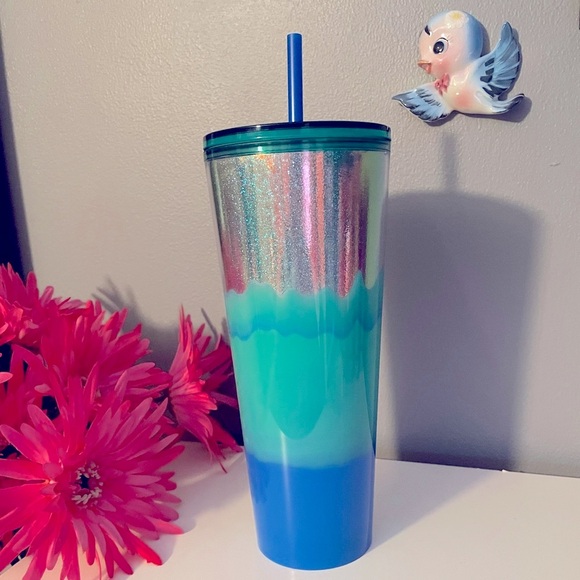 NWT RARE✨Starbucks Silver Holographic Green Blue Ombré (Ombre) Venti Tumbler Cup - Picture 2 of 5